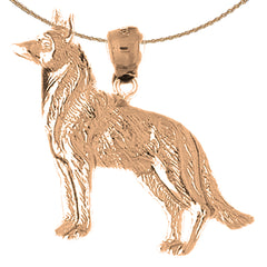 Colgante de perro pastor alemán de oro de 10 quilates, 14 quilates o 18 quilates