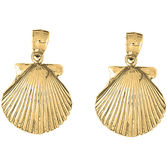 Yellow Gold-plated Silver 32mm Shell Earrings
