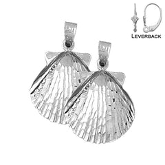 Sterling Silver 26mm Shell Earrings (White or Yellow Gold Plated)