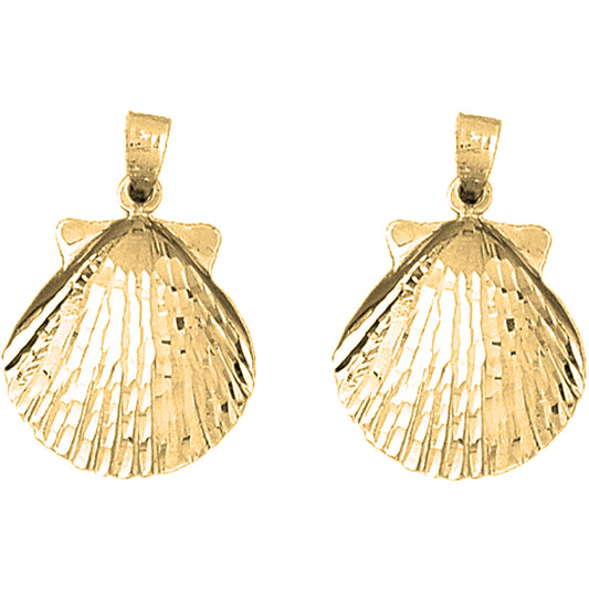 Yellow Gold-plated Silver 26mm Shell Earrings