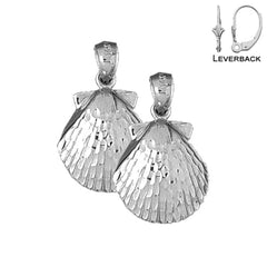 Pendientes de concha de plata de ley de 24 mm (chapados en oro blanco o amarillo)