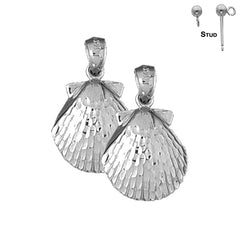 Pendientes de concha de plata de ley de 24 mm (chapados en oro blanco o amarillo)