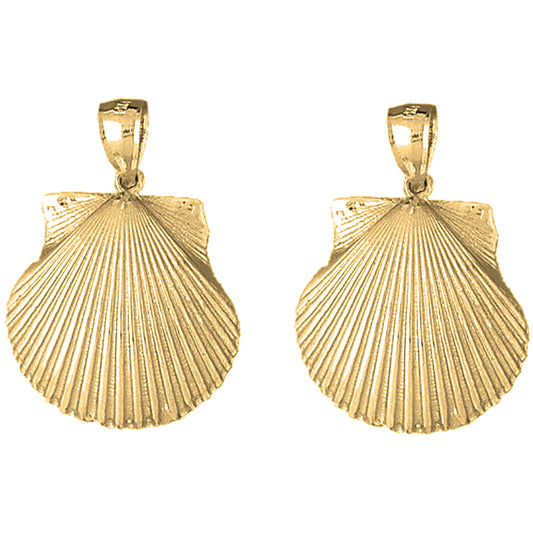 Yellow Gold-plated Silver 31mm Shell Earrings