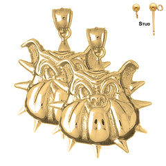 Bulldoggen-Ohrringe aus 14 Karat oder 18 Karat Gold, 38 mm