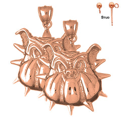 Bulldoggen-Ohrringe aus 14 Karat oder 18 Karat Gold, 38 mm