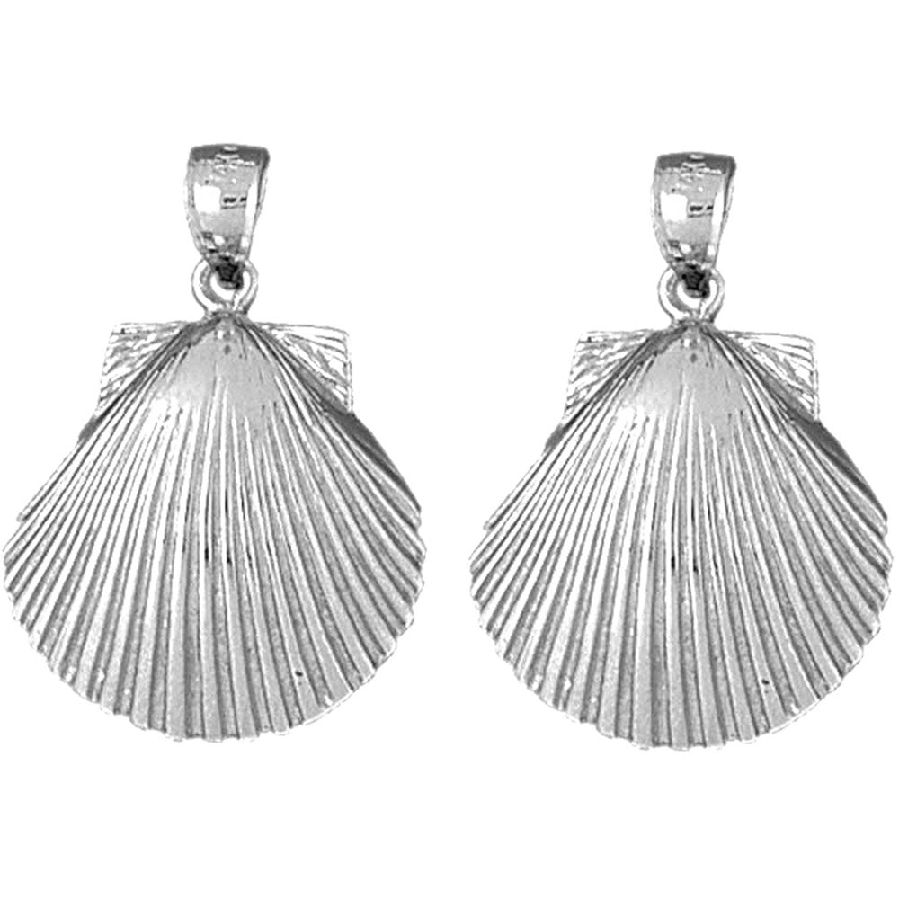 Sterling Silver 28mm Shell Earrings