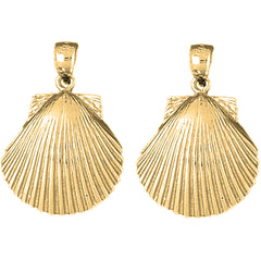 Yellow Gold-plated Silver 28mm Shell Earrings