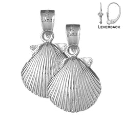 Sterling Silver 23mm Shell Earrings (White or Yellow Gold Plated)