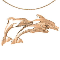 10K, 14K or 18K Gold Dolphins Pendant