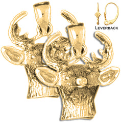 14K oder 18K Gold 21mm Hirsch Ohrringe