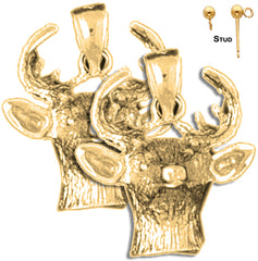 Sterling Silver 21mm Deer Earrings (White or Yellow Gold Plated)