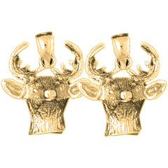 Yellow Gold-plated Silver 21mm Deer Earrings