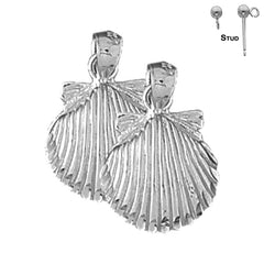 Sterling Silver 20mm Shell Earrings (White or Yellow Gold Plated)