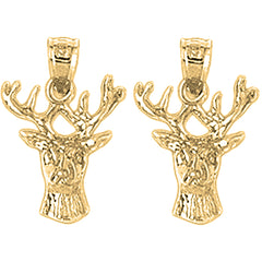 Yellow Gold-plated Silver 21mm Deer Earrings