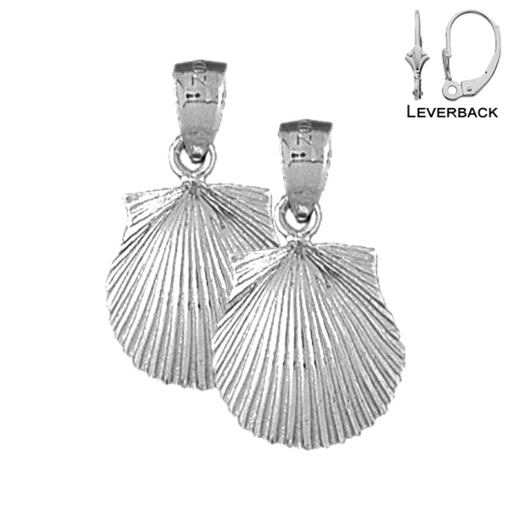 Sterling Silver 23mm Shell Earrings (White or Yellow Gold Plated)