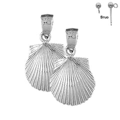 Pendientes de concha de plata de ley de 23 mm (chapados en oro blanco o amarillo)