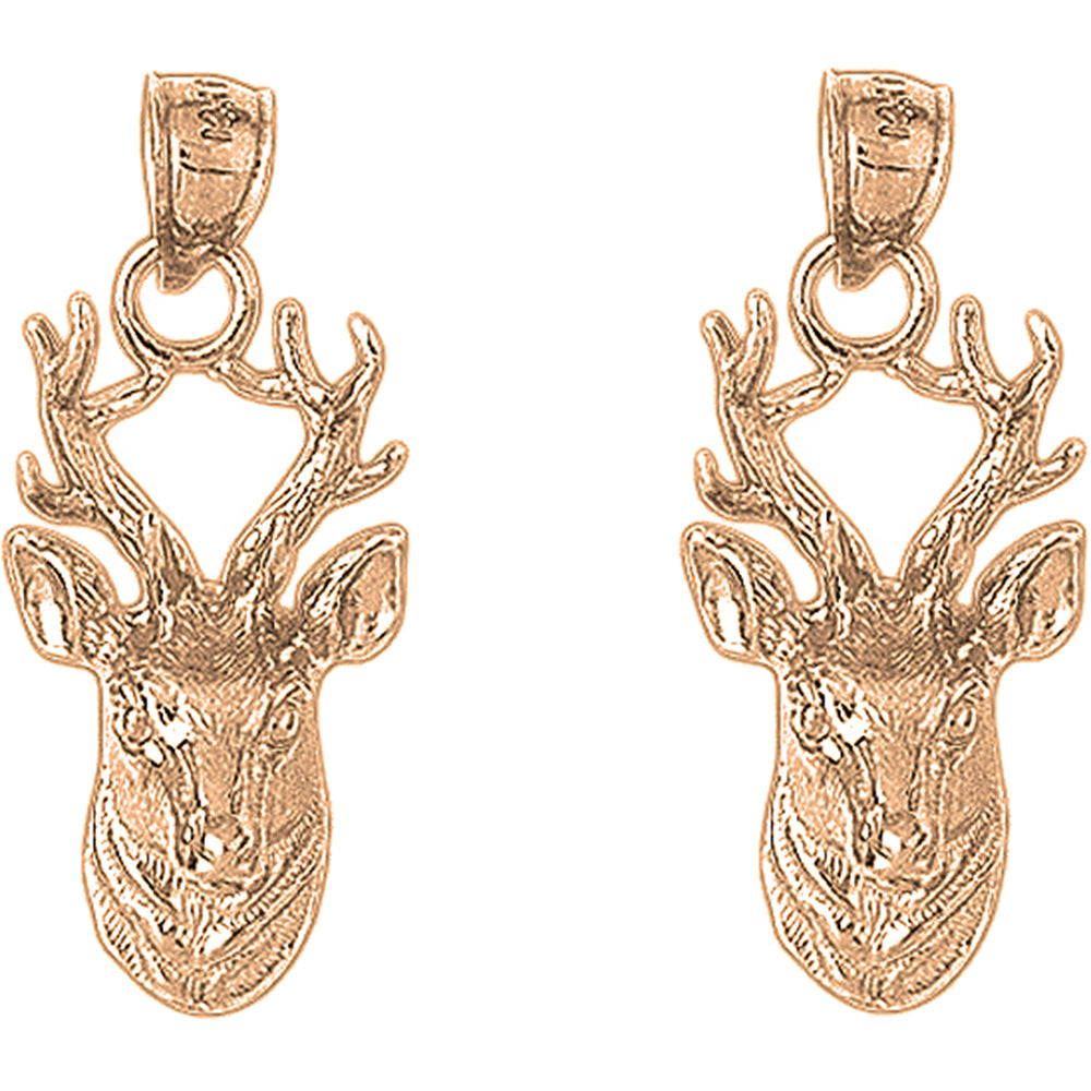 14K or 18K Gold 36mm Deer Earrings