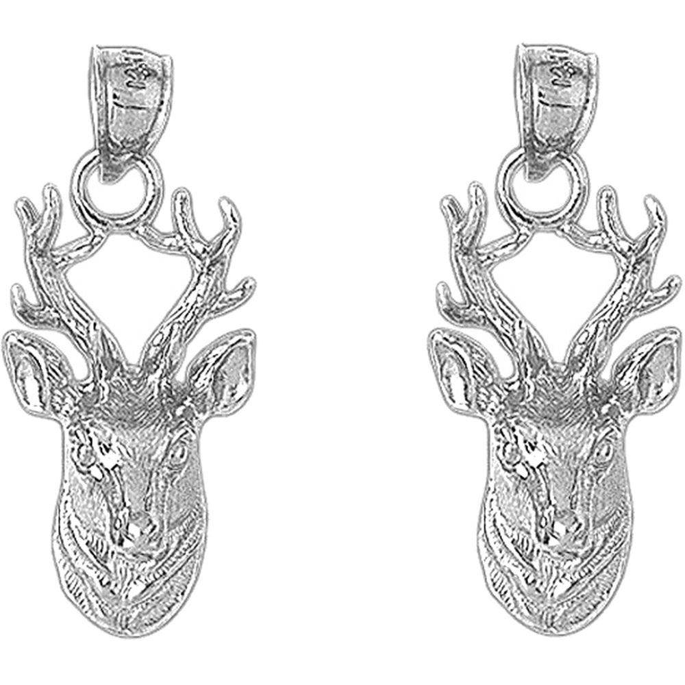 Sterling Silver 36mm Deer Earrings