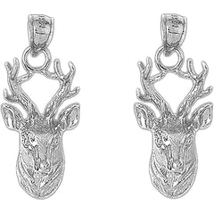 Sterling Silver 36mm Deer Earrings