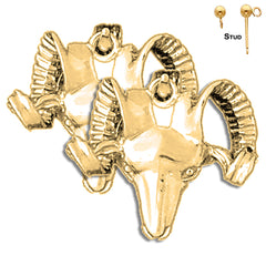 Sterling Silver 21mm Ram Earrings (White or Yellow Gold Plated)