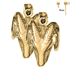 Sterling Silver 22mm Ram Earrings (White or Yellow Gold Plated)