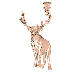 10K, 14K or 18K Gold Elk Pendant