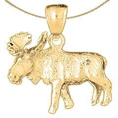 10K, 14K or 18K Gold Moose Pendant