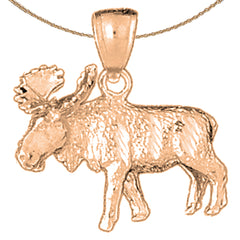 10K, 14K or 18K Gold Moose Pendant