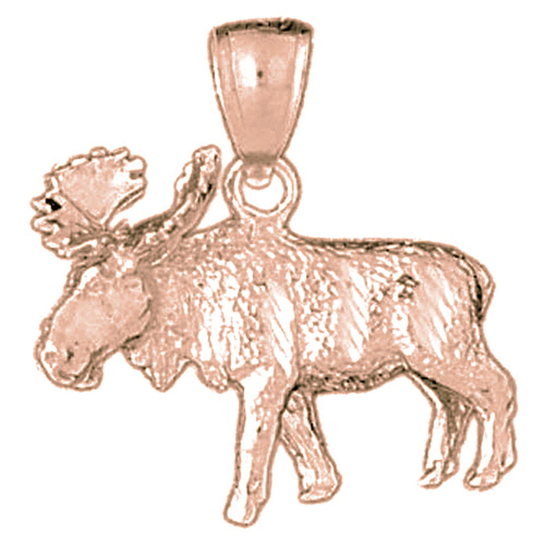 10K, 14K or 18K Gold Moose Pendant