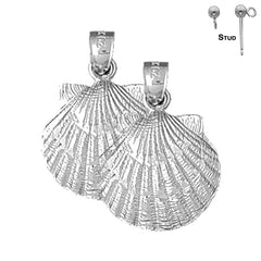 Sterling Silver 25mm Shell Earrings (White or Yellow Gold Plated)