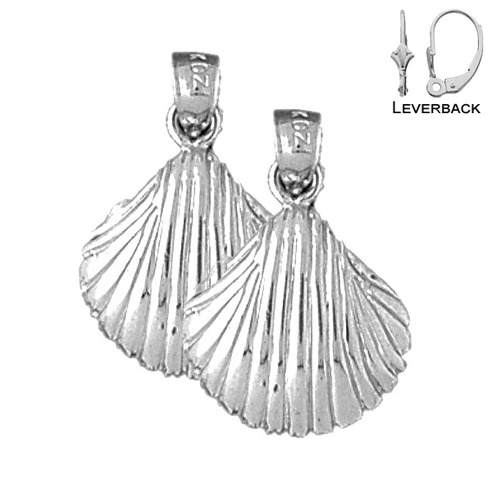 Sterling Silver 22mm Shell Earrings (White or Yellow Gold Plated)