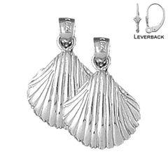 Sterling Silver 22mm Shell Earrings (White or Yellow Gold Plated)