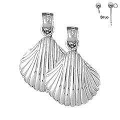 Sterling Silver 22mm Shell Earrings (White or Yellow Gold Plated)