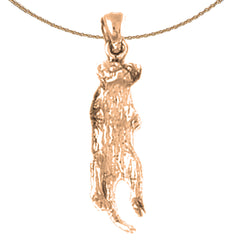 Colgante de suricata 3D de oro de 10 quilates, 14 quilates o 18 quilates