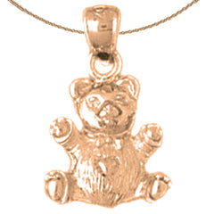 10K, 14K or 18K Gold 3D Teddy Bear Pendant