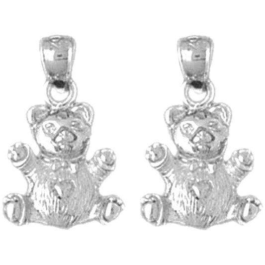 Sterling Silver 20mm 3D Teddy Bear Earrings