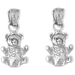 Sterling Silver 16mm 3D Teddy Bear Earrings