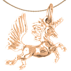 Colgante de unicornio 3D de oro de 14 quilates o 18 quilates