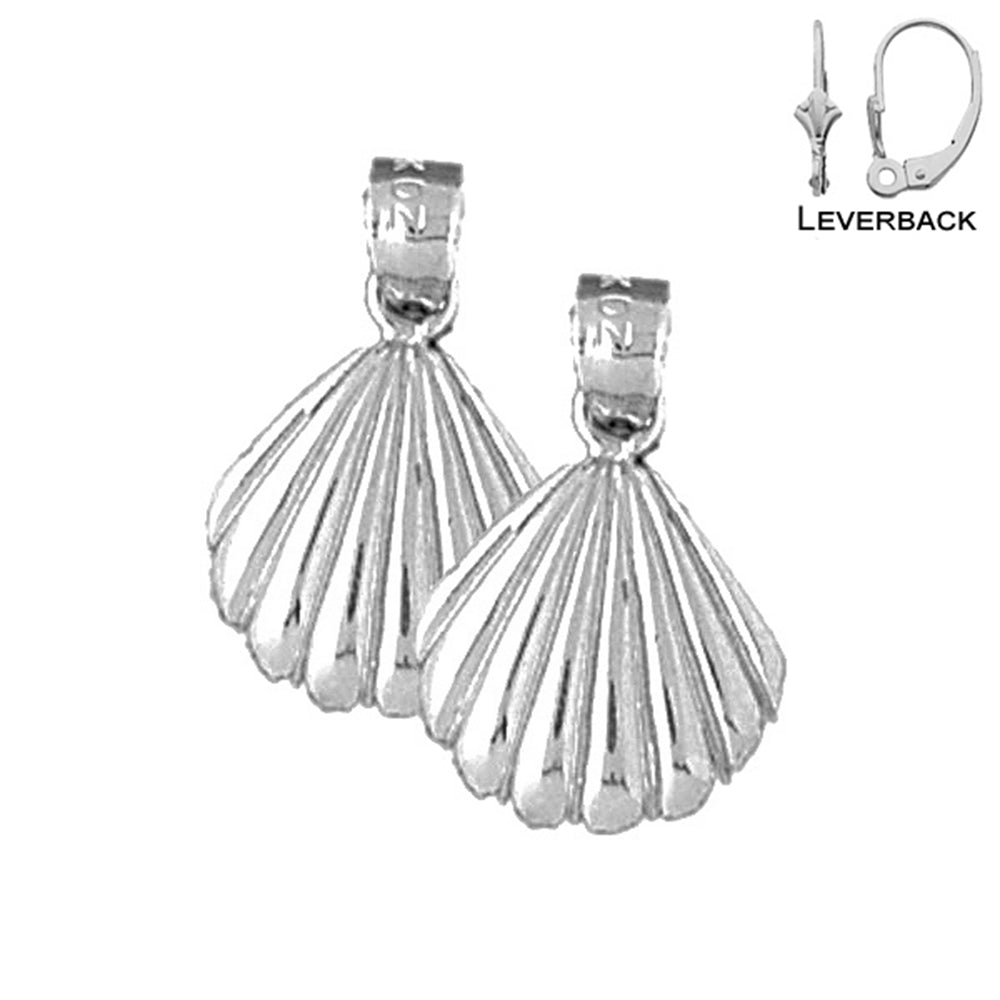 Sterling Silver 19mm Shell Earrings (White or Yellow Gold Plated)