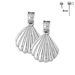 Sterling Silver 19mm Shell Earrings (White or Yellow Gold Plated)