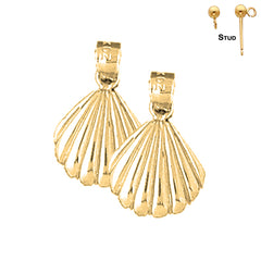 Sterling Silver 19mm Shell Earrings (White or Yellow Gold Plated)