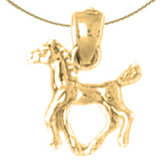 Colgante de caballo 3D de oro de 14 quilates o 18 quilates