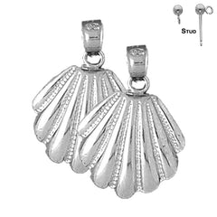Sterling Silver 25mm Shell Earrings (White or Yellow Gold Plated)