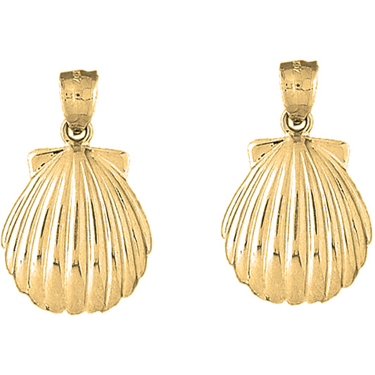 Yellow Gold-plated Silver 33mm Shell Earrings