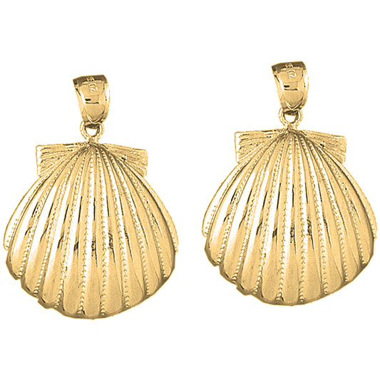 Yellow Gold-plated Silver 38mm Shell Earrings