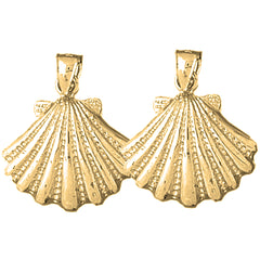 Yellow Gold-plated Silver 24mm Shell Earrings
