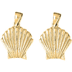 Yellow Gold-plated Silver 23mm Shell Earrings