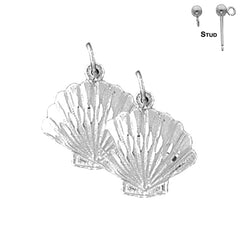 Sterling Silver 19mm Shell Earrings (White or Yellow Gold Plated)