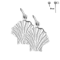 Sterling Silver 17mm Shell Earrings (White or Yellow Gold Plated)