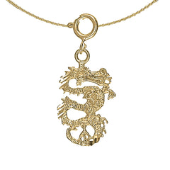 14K oder 18K Gold 3D Drachen Anhänger